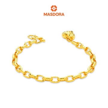 MASDORA 916 Gold Bracelet Rantai Tangan Emas ~ Golden Fluffy Love Anchor (EMAS 916/22K)