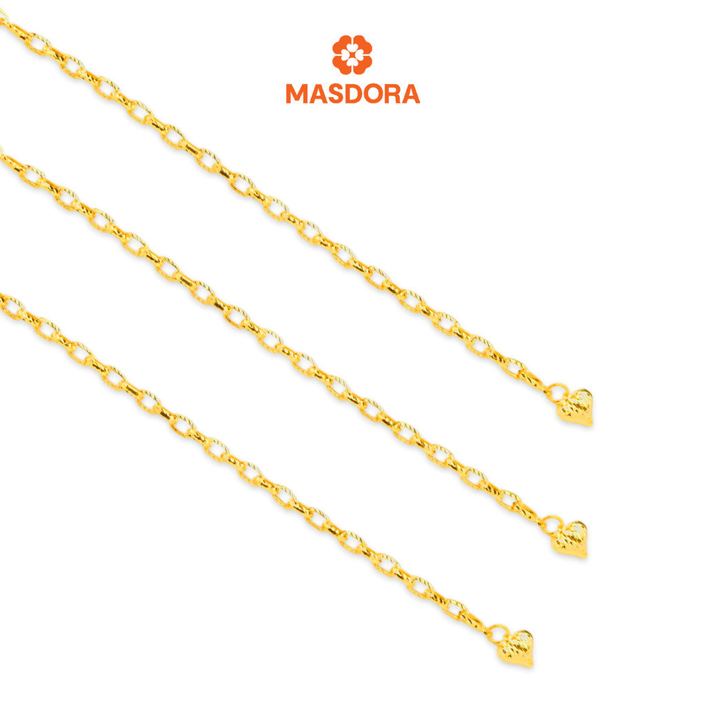 MASDORA 916 Gold Bracelet Rantai Tangan Emas ~ Golden Fluffy Love Anchor (EMAS 916/22K)