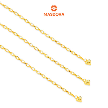 MASDORA 916 Gold Bracelet Rantai Tangan Emas ~ Golden Fluffy Love Anchor (EMAS 916/22K)