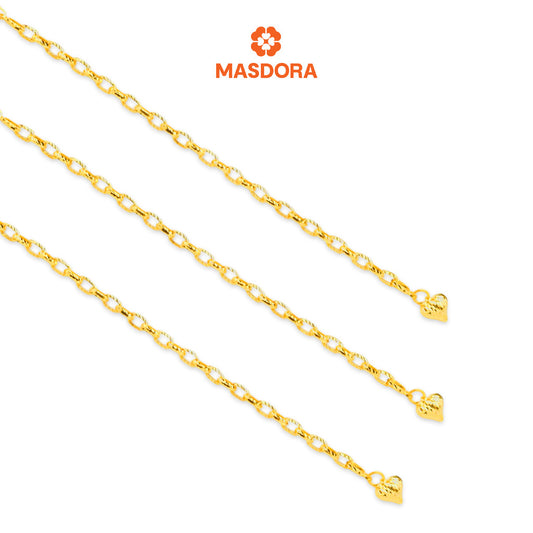 MASDORA 916 Gold Bracelet Rantai Tangan Emas ~ Golden Fluffy Love Anchor (EMAS 916/22K)