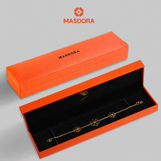 MASDORA 916 Gold Bracelet Rantai Tangan Emas ~ Duotone Triple Stylish Daisy (EMAS 916/22K)