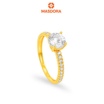 MASDORA 916 Gold Ring Rings Cincin Emas ~ Saprkling Dotted Solitaire (EMAS 916/22K)