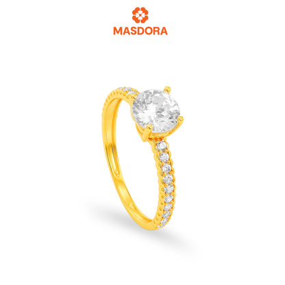 MASDORA 916 Gold Ring Rings Cincin Emas ~ Saprkling Dotted Solitaire (EMAS 916/22K)