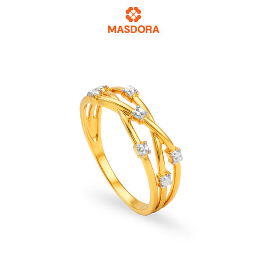 MASDORA 916 Gold Ring Rings Cincin Emas ~ Duotone Dotted Cross (EMAS 916/22K)