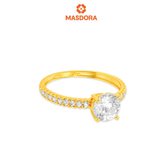MASDORA 916 Gold Ring Rings Cincin Emas ~ Saprkling Dotted Solitaire (EMAS 916/22K)