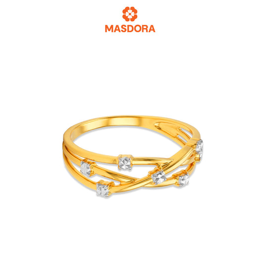 MASDORA 916 Gold Ring Rings Cincin Emas ~ Duotone Dotted Cross (EMAS 916/22K)