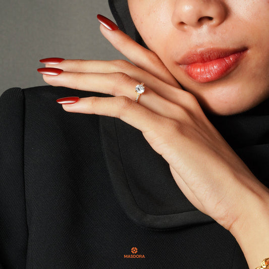 MASDORA 916 Gold Ring Rings Cincin Emas ~ Saprkling Dotted Solitaire (EMAS 916/22K)