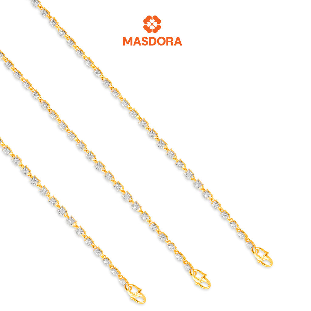 MASDORA 916 Gold Bracelet Rantai Tangan Emas ~ Duotone Mini Tennis (EMAS 916/22K)