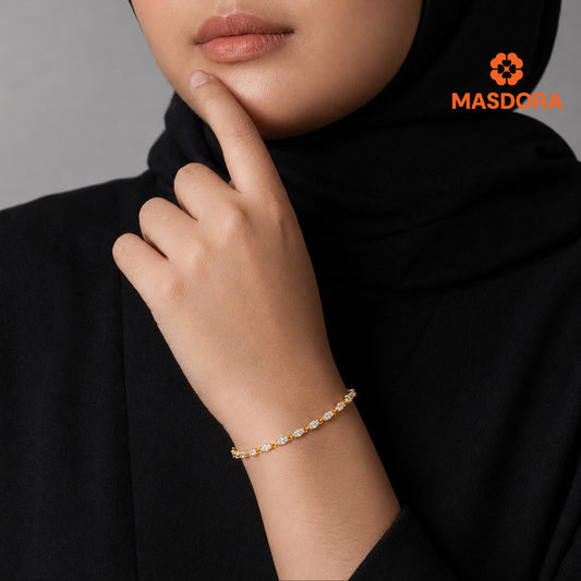 MASDORA 916 Gold Bracelet Rantai Tangan Emas ~ Duotone Mini Tennis (EMAS 916/22K)