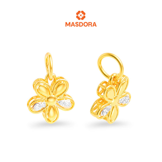 MASDORA 916 Gold Pendant Loket Emas ~ Duotone Modest Flower (EMAS 916/22K)