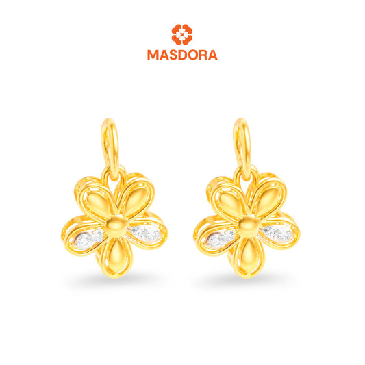 MASDORA 916 Gold Pendant Loket Emas ~ Duotone Modest Flower (EMAS 916/22K)