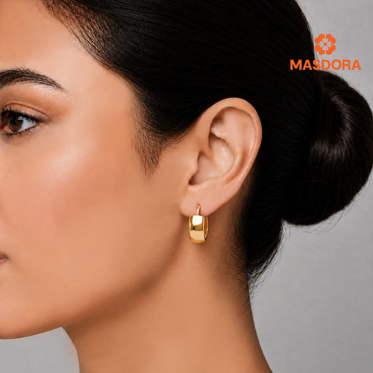 MASDORA 916 Gold Earrings Earring Subang Emas ~ Golden Wide Plain (EMAS 916/22K)
