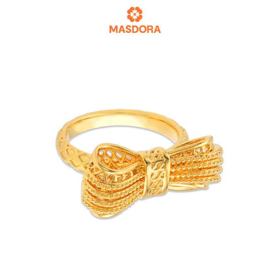 MASDORA 916 Gold Ring Rings Cincin Emas ~ HG Golden Frayed Ribbon (EMAS 916/22K)
