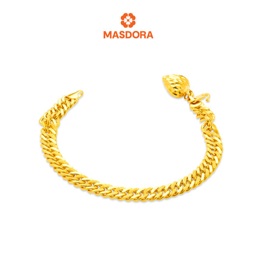 MASDORA 916 Gold Bracelet Rantai Tangan Emas ~ Lipan Kait Fluffy Love 6mm (EMAS 916/22K)