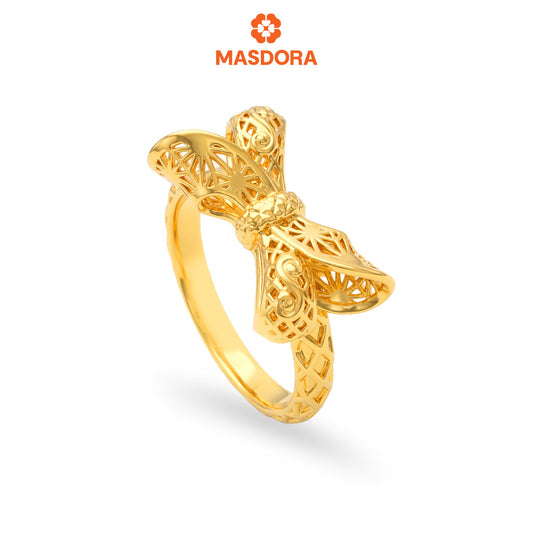 MASDORA 916 Gold Ring Rings Cincin Emas ~ HG Golden Filigree Ribbon (EMAS 916/22K)