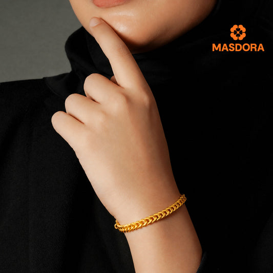 MASDORA 916 Gold Bracelet Rantai Tangan Emas ~ Lipan Kait Fluffy Love 6mm (EMAS 916/22K)