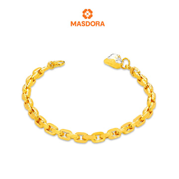 MASDORA 916 Gold Bracelet Rantai Tangan Emas ~ Duotone Fluffy Love Anchor (EMAS 916/22K)