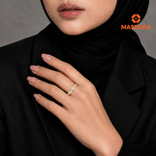 MASDORA 916 Gold Ring Rings Cincin Emas ~ Duotone Dotted Cutting Band (EMAS 916/22K)