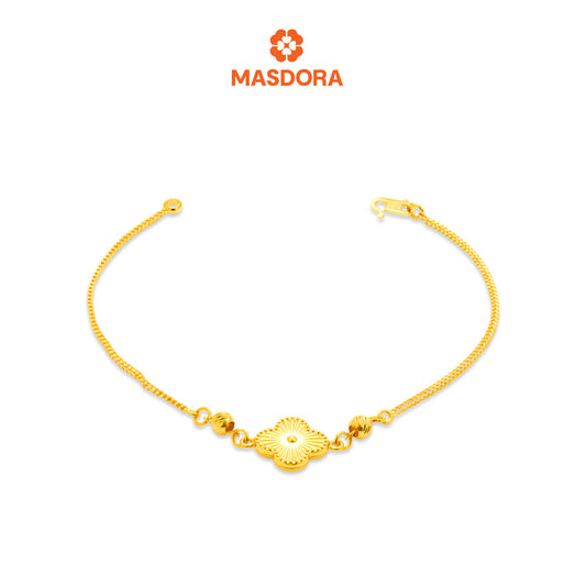 MASDORA 916 Gold Bracelet Rantai Tangan Emas ~ Curb Chain Clover (EMAS 916/22K)