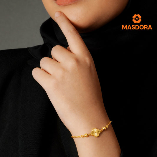 MASDORA 916 Gold Bracelet Rantai Tangan Emas ~ Curb Chain Clover (EMAS 916/22K)