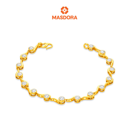 MASDORA 916 Gold Bracelet Rantai Tangan Emas ~ Duotone Mini Tulip (EMAS 916/22K)