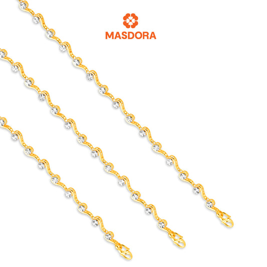 MASDORA 916 Gold Bracelet Rantai Tangan Emas ~ Duotone Mini Tulip (EMAS 916/22K)