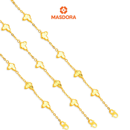 MASDORA 916 Gold Bracelet Rantai Tangan Emas ~ Mini Solid Butterfly (5B) (EMAS 916/22K)
