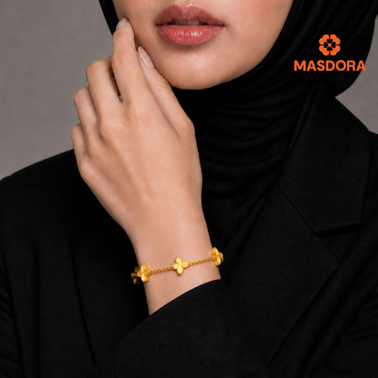 MASDORA 916 Gold Bracelet Rantai Tangan Emas ~ Mini Solid Butterfly (5B) (EMAS 916/22K)