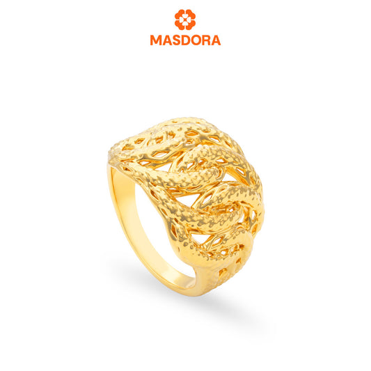 MASDORA 916 Gold Ring Rings Cincin Emas ~ HG Golden Wide Centipede (EMAS 916/22K)