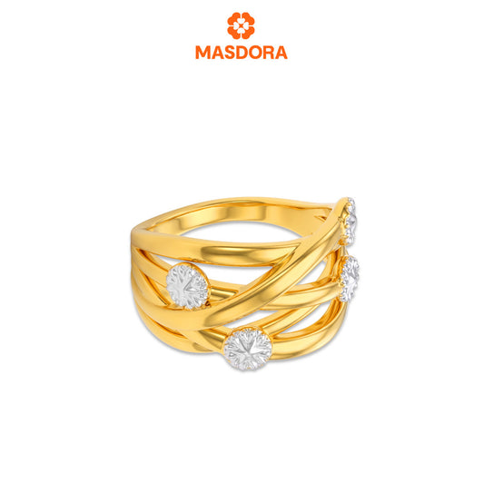 MASDORA 916 Gold Ring Rings Cincin Emas ~ HG Duotone Star Crisscross (EMAS 916/22K)