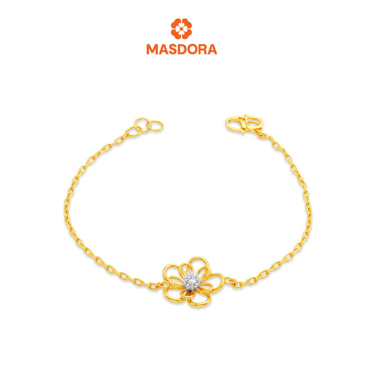 MASDORA 916 Gold Bracelet Rantai Tangan Emas ~ Duotone Double Stylish Daisy (EMAS 916/22K)