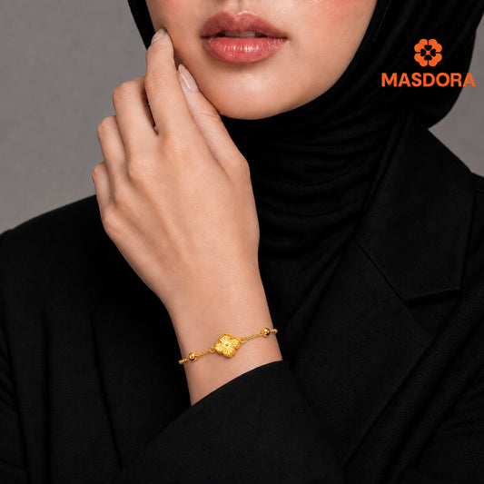 MASDORA 916 Gold Bracelet Rantai Tangan Emas ~ HG Golden Alhambra (1F) (EMAS 916/22K)