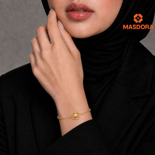 MASDORA 916 Gold Bracelet Rantai Tangan Emas ~ Duotone Double Stylish Daisy (EMAS 916/22K)