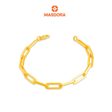 MASDORA 916 Gold Bracelet Rantai Tangan Emas ~ Golden Sleek Paperclip (EMAS 916/22K)
