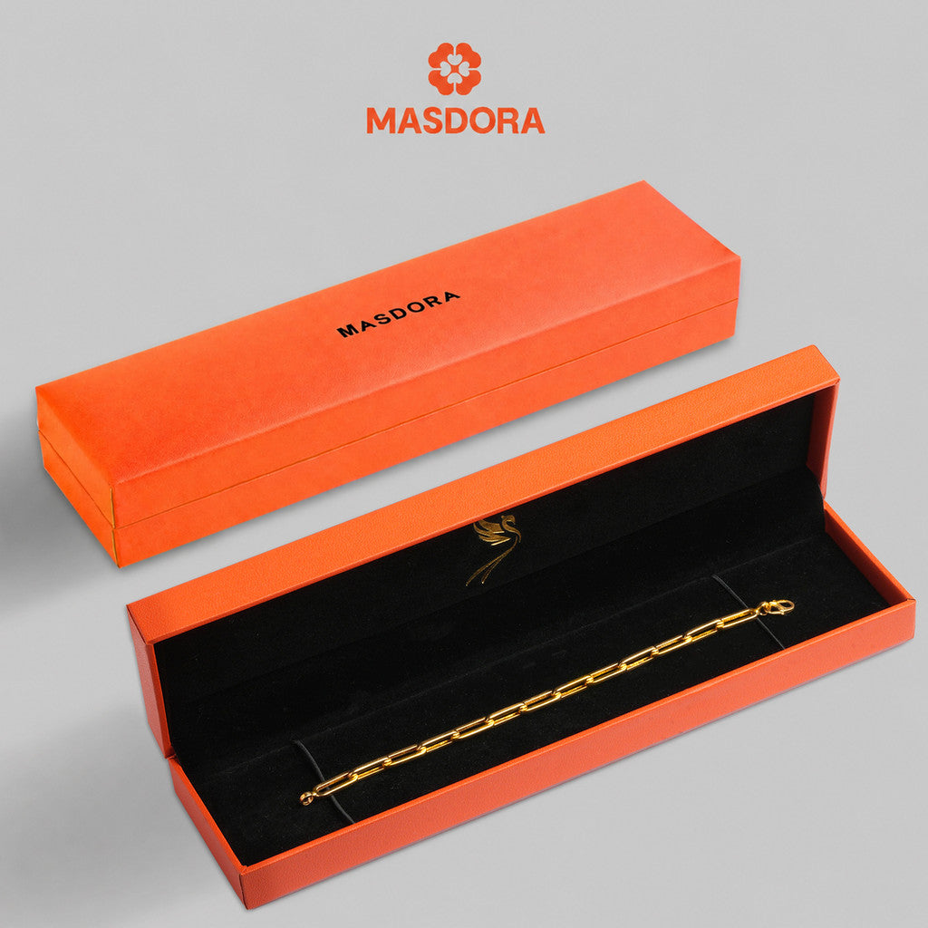 MASDORA 916 Gold Bracelet Rantai Tangan Emas ~ Golden Sleek Paperclip (EMAS 916/22K)