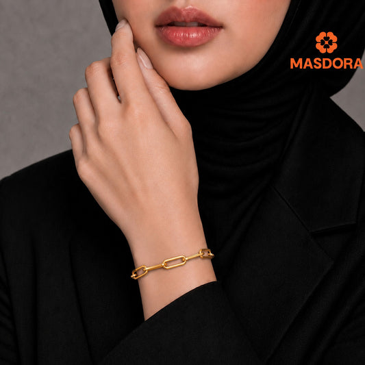 MASDORA 916 Gold Bracelet Rantai Tangan Emas ~ Golden Sleek Paperclip (EMAS 916/22K)