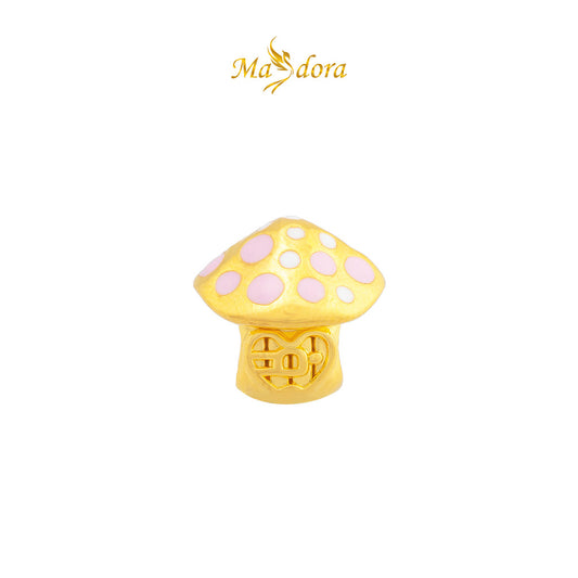 MASDORA 916 Gold Beads Bead Emas ~ HG Pink & White Mushroom (EMAS 916/22K)