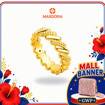 MASDORA 916 Gold Ring Rings Cincin Emas ~ HG Golden Slanted Band (EMAS 916/22K)