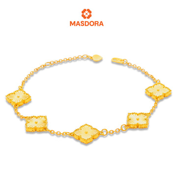 MASDORA 916 Gold Bracelet Rantai Tangan Emas ~ HG Golden Alhambra (5F) (EMAS 916/22K)