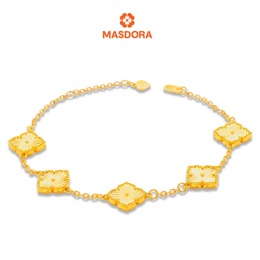 MASDORA 916 Gold Bracelet Rantai Tangan Emas ~ HG Golden Alhambra (5F) (EMAS 916/22K)
