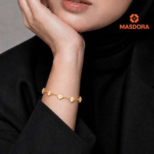 MASDORA 916 Gold Bracelet Rantai Tangan Emas ~ HG Golden Alhambra (5F) (EMAS 916/22K)