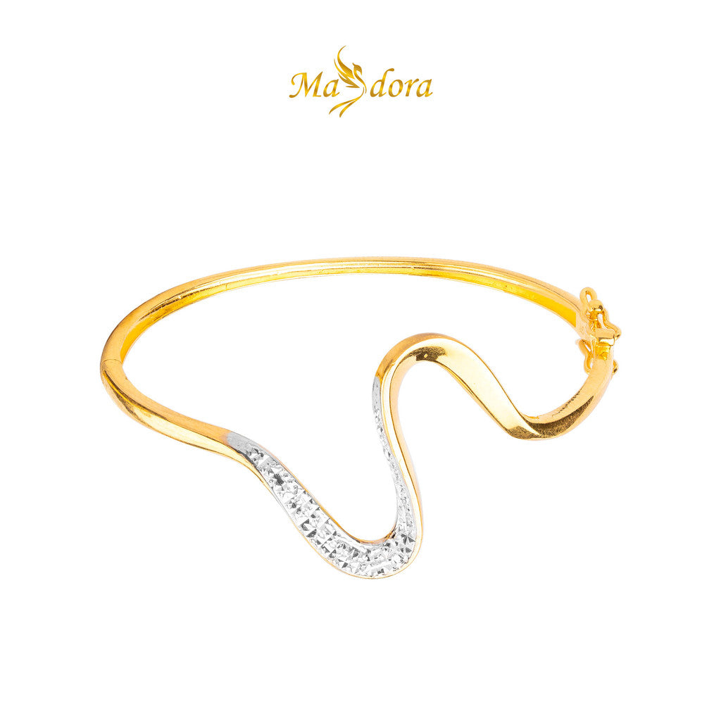 MASDORA 916 Gold Bangle Gelang Tangan Emas ~ Duotone Elegant Sway (EMAS 916/22K)