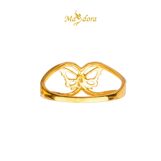 MASDORA 916 Gold Ring Rings Cincin Emas ~ Duotone Enormous Wavy Butterfly (EMAS 916/22K)