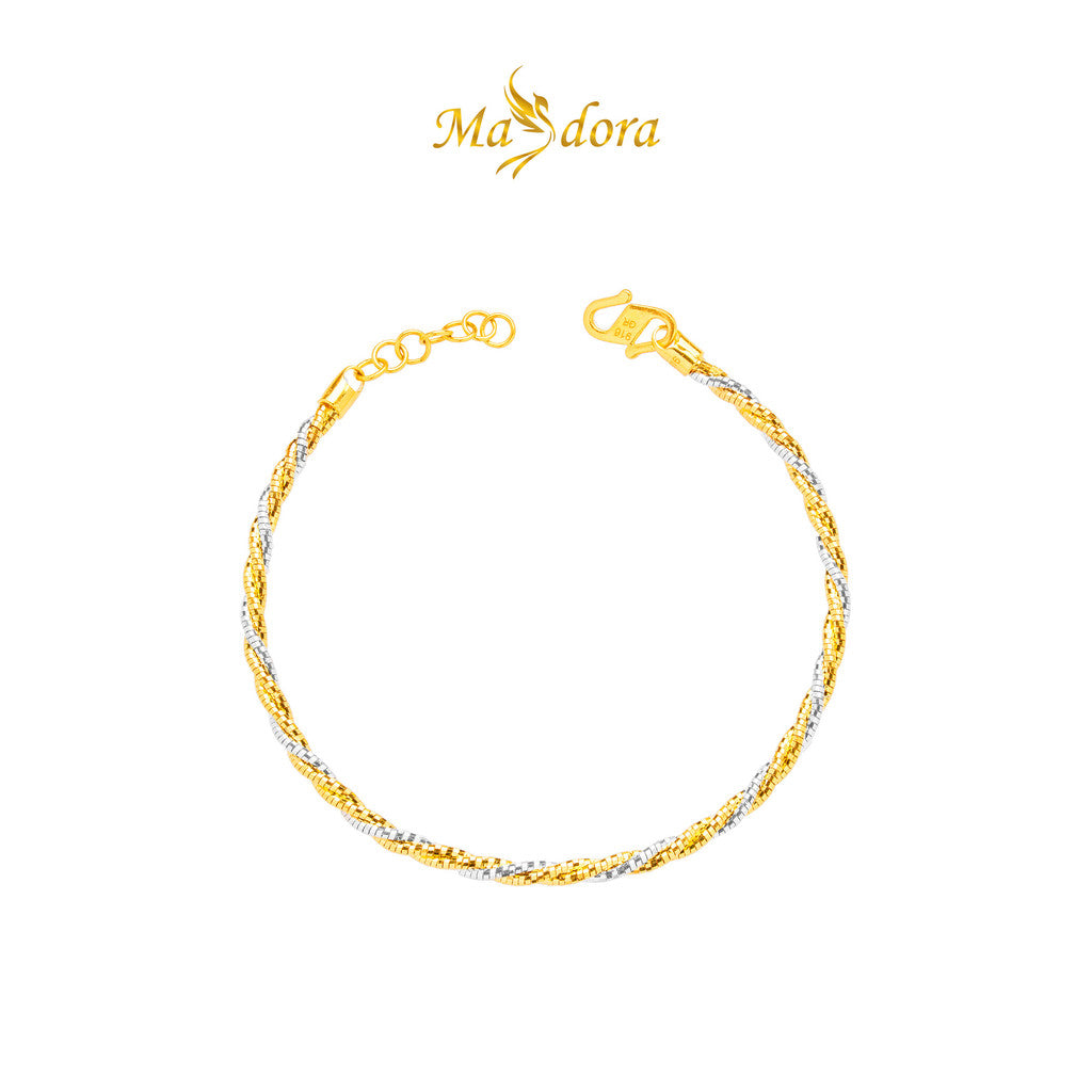 MASDORA 916 Gold Bangle Gelang Tangan Emas ~ Minimalist Duotone Twisted Kavor (EMAS 916/22K)