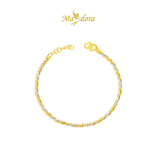 MASDORA 916 Gold Bangle Gelang Tangan Emas ~ Minimalist Duotone Twisted Cavo (EMAS 916/22K)
