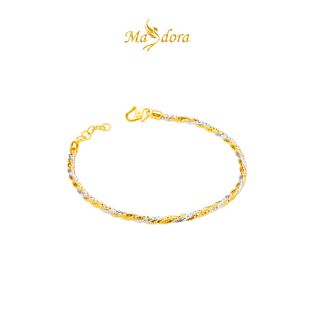 MASDORA 916 Gold Bangle Gelang Tangan Emas ~ Minimalist Duotone Twisted Kavor (EMAS 916/22K)