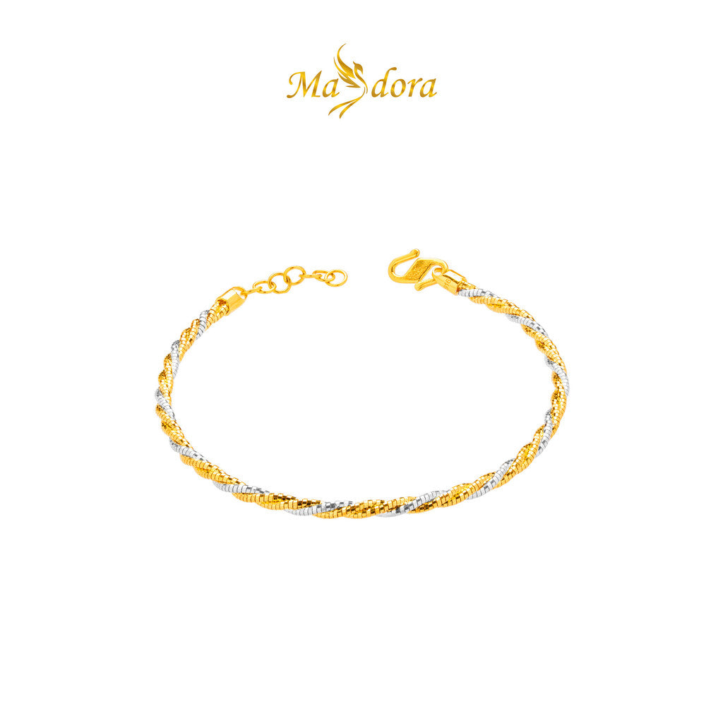 MASDORA 916 Gold Bangle Gelang Tangan Emas ~ Minimalist Duotone Twisted Kavor (EMAS 916/22K)