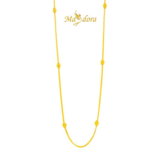 MASDORA 916 Gold Necklace Rantai Leher Emas ~ Golden Bead Single Chain (EMAS 916/22K)
