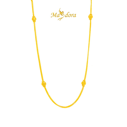 MASDORA 916 Gold Necklace Rantai Leher Emas ~ Golden Bead Single Chain (EMAS 916/22K)