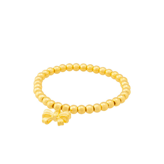 MASDORA 999 Gold Bracelet Rantai Tangan Emas ~ Stretchable Cutie Bow Boba (EMAS 999/24K)